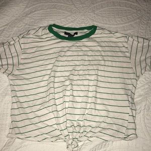 White and green striped forever21 shirt